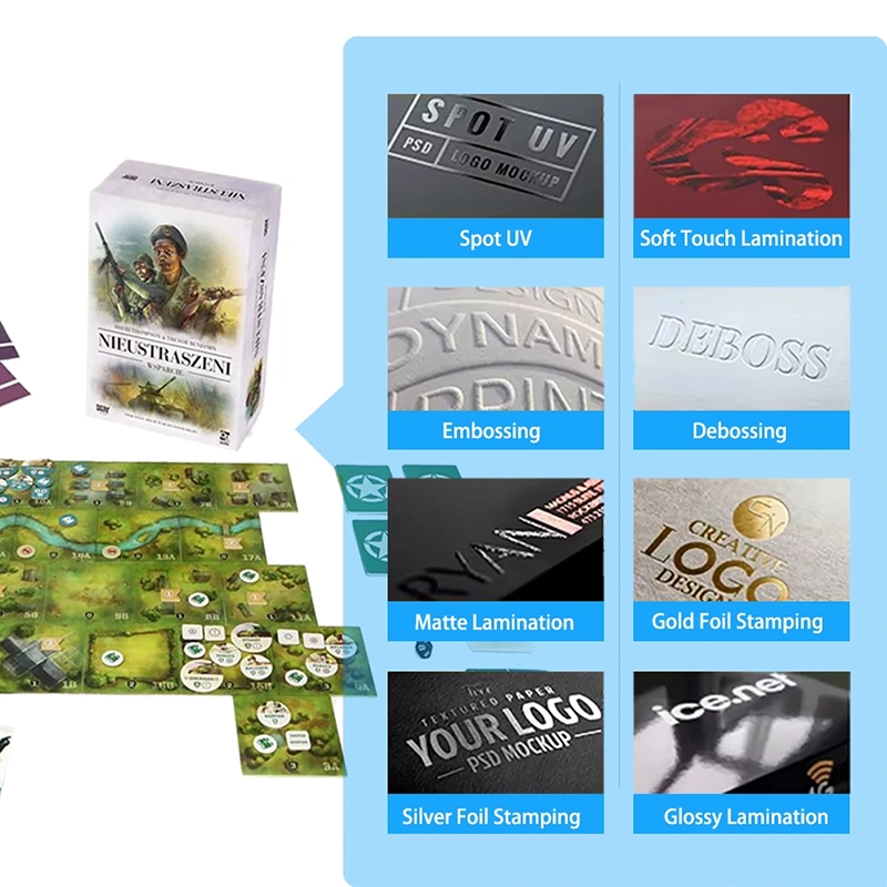 Spot UV and foil stamping surface finishing for game boxes