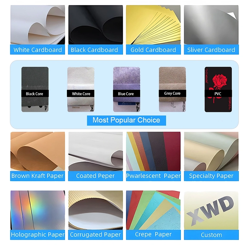 Selection of black core and blue core cardstock for pro games