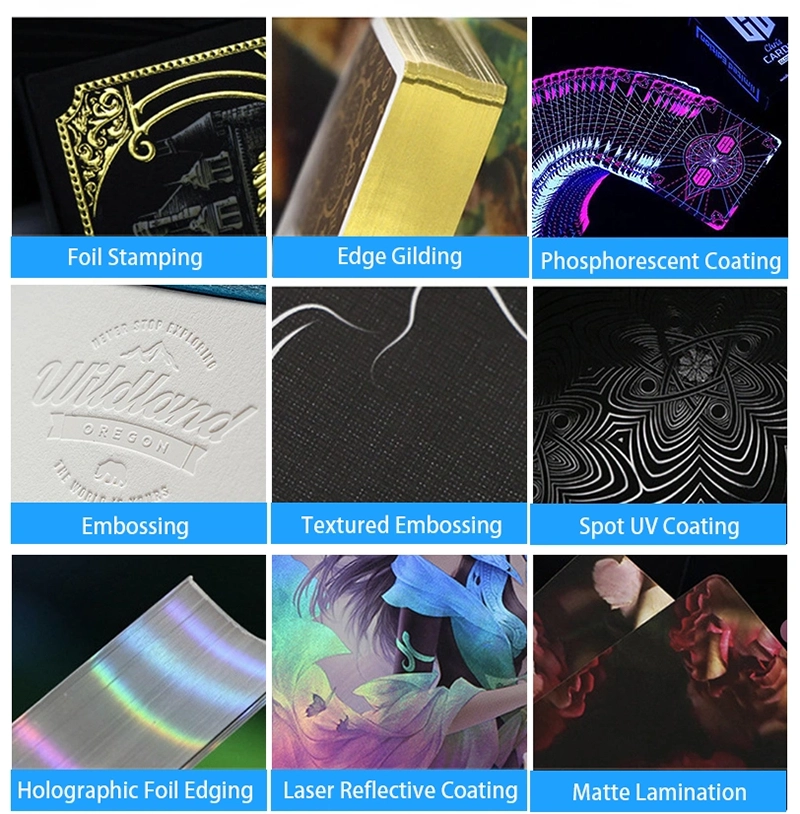 Edge gilding and laser reflective effects for luxury card games